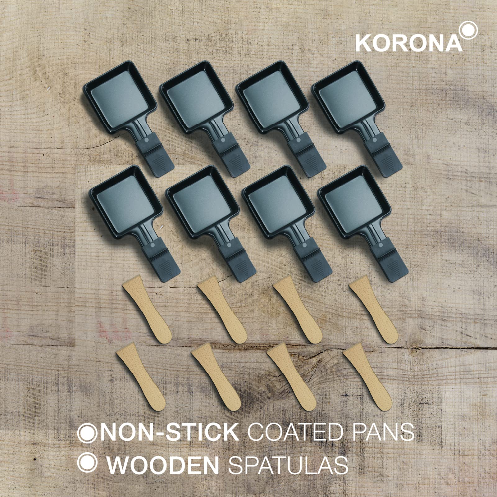 Korona 45071 Drehbares Raclette | Raclette für 8 Personen | Antihaft-Grillplatte | Naturstein | Extra langes Kabel | Inkl. Zubehör, Schwarz