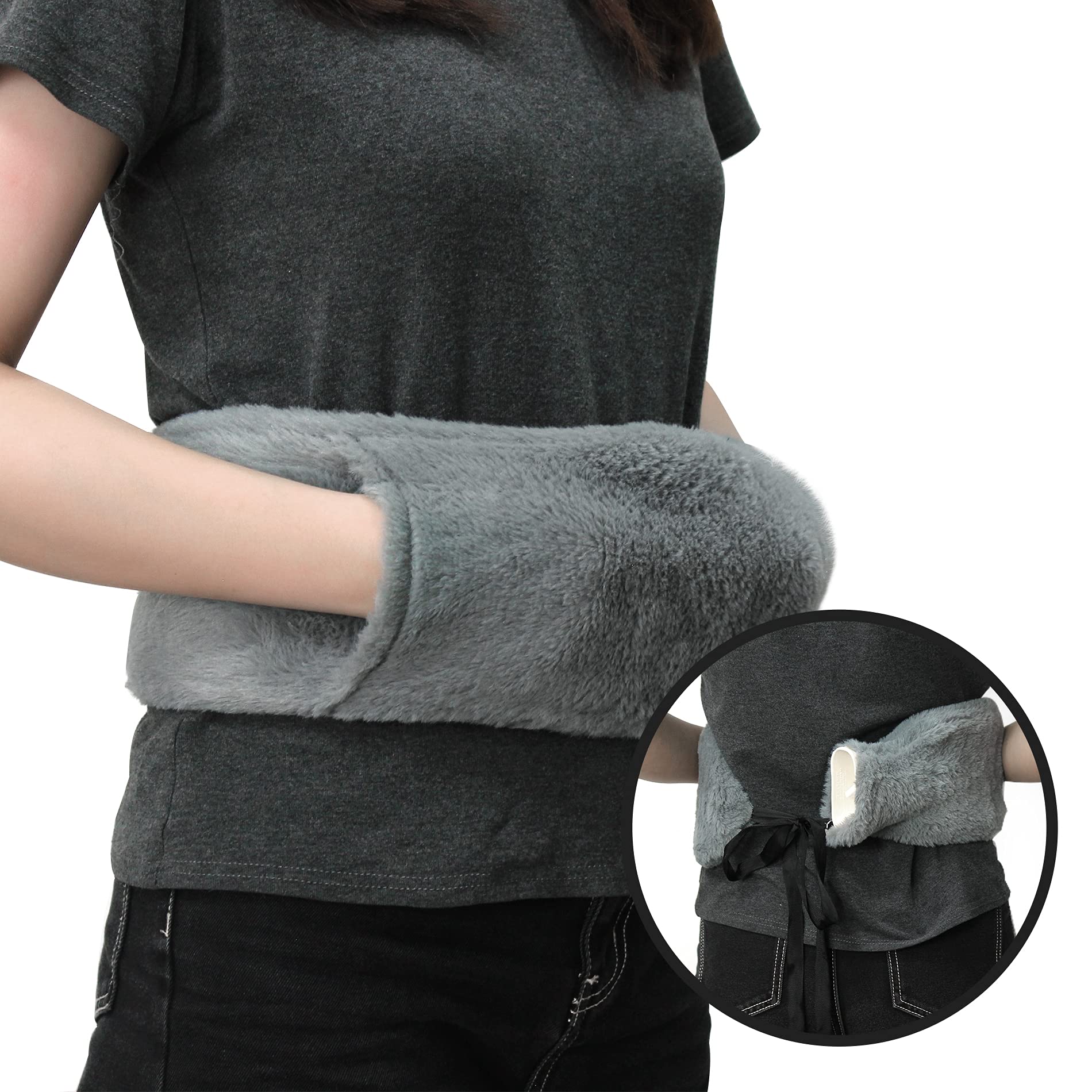 OWOZOI Long Hot Water Bottle - Soft Furry Cover With Strap And