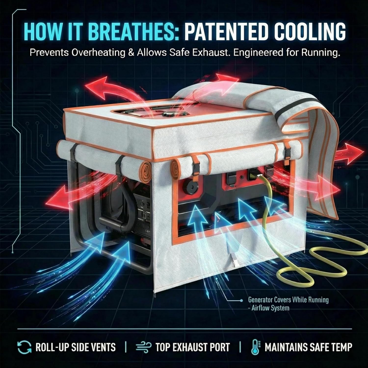 Generator Cover While Running - Heavy Duty Waterproof Generator Enclosure for Most 5000-10000 Watt Outdoor Portable Generators, Compatible with Predator, Westinghouse, Champion,32X24X24In. Beige