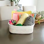 NaturalCozy 5-Piece Rectangle Storage Basket Set - Cotton Rope Woven Baskets for Organizing! Small Basket for Montessori, Baby Nursery, Dog Toy Baskets, Cat Toy Box, Bathroom Organization Bin