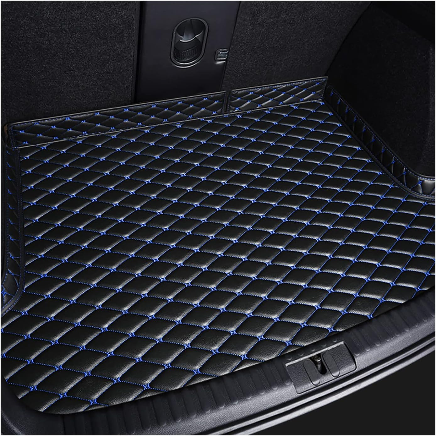 Car Trunk Mat Compatible with JEEP Compass 2017-2020, Custom Leather Floor Protection Accessories Car Interior Decoration,3-Black Blue