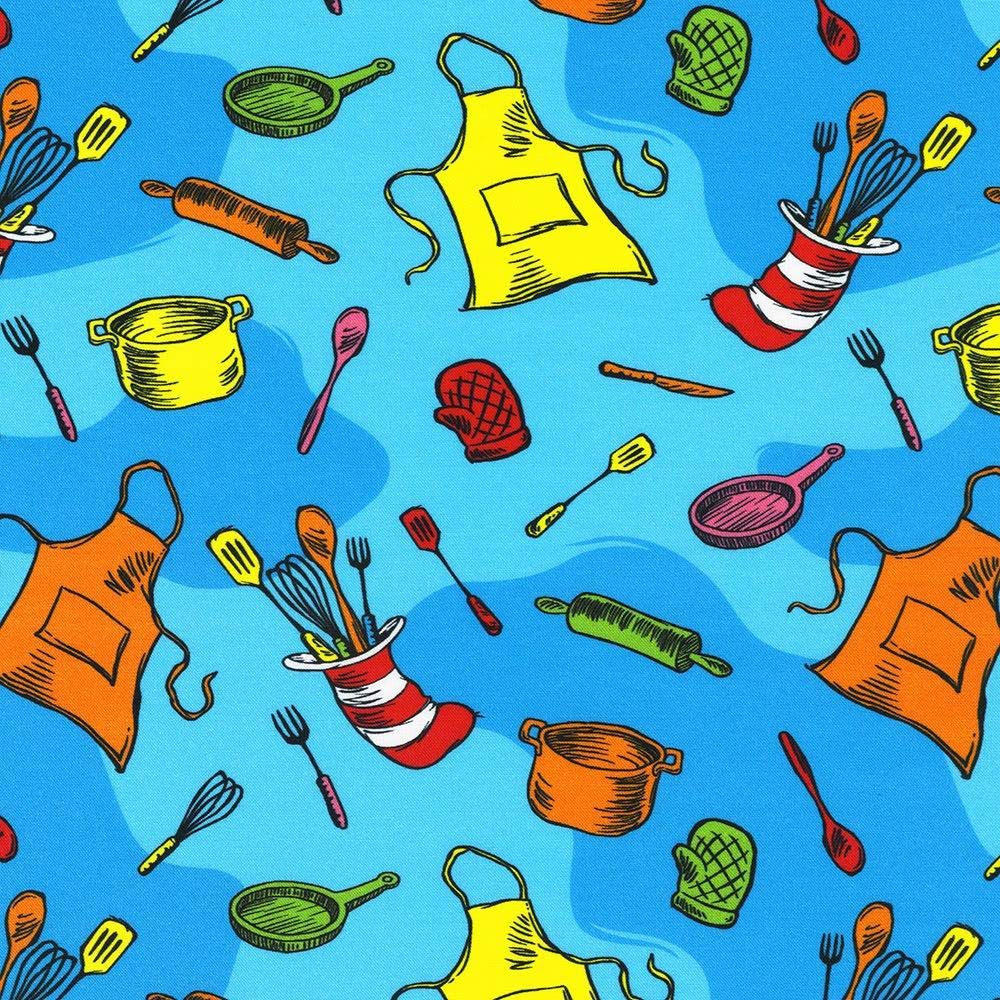 Robert KaufmanFabrics Seuss Chef Dr Seuss Utensils Blue