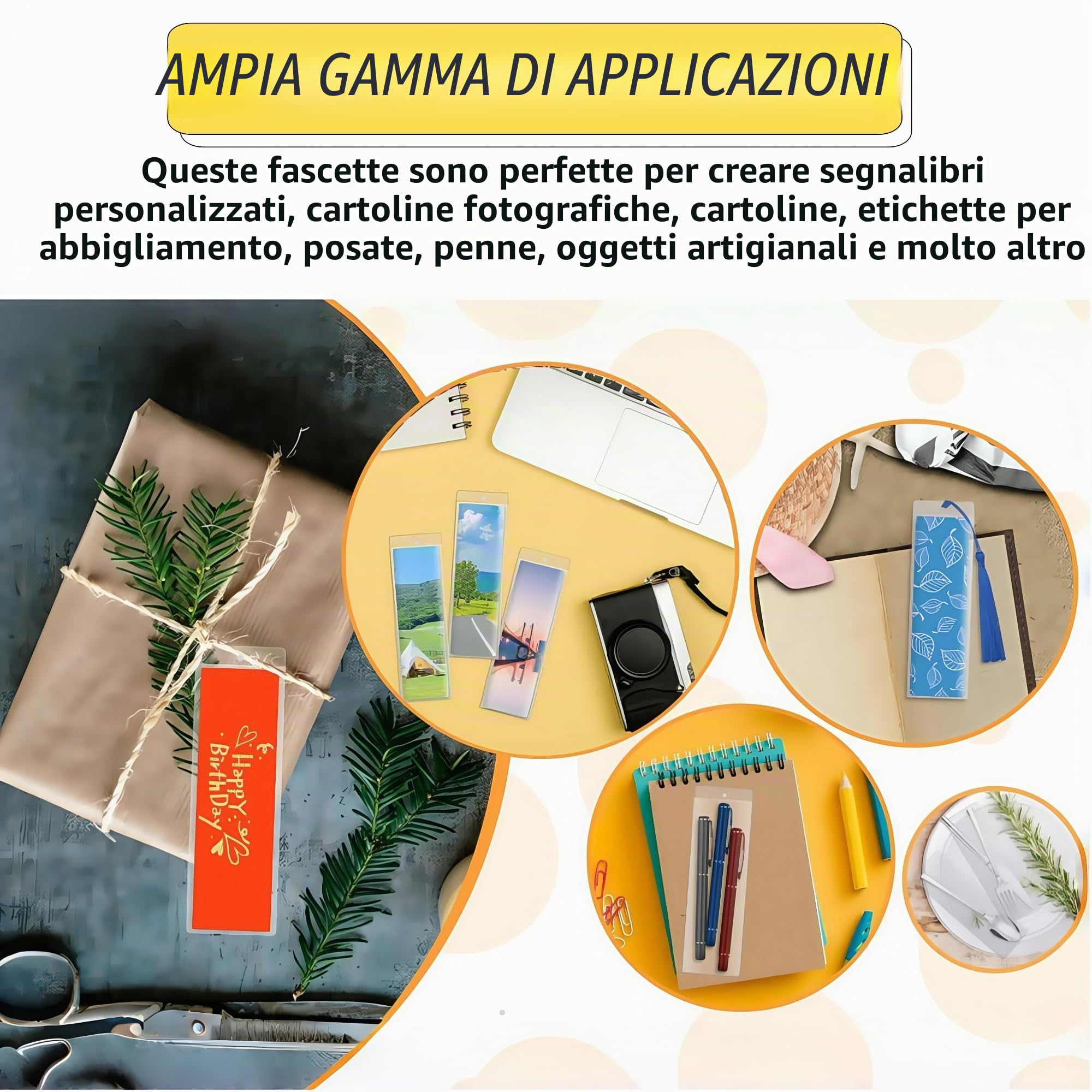 50 sacchetti trasparenti in PVC per segnalibri, 6 x 18 cm | Con foro, sacchetto per gioielli, porta segnalibri, in plastica, per foto, biglietti, regali artigianali, da appendere