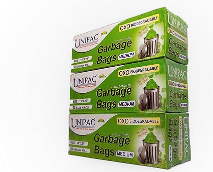 Sky UNIPAC OXO Biodegradable Garbage Bag For Dustbin/Trash Bin | 90 Pcs | Medium 19' X 21