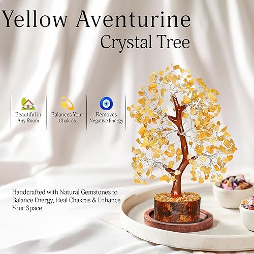 Miniatura 148 de YATSKIA - Árbol de cristal turquesa Feng Shui, alambre, bonsái Buhha, estatua reiki, Chakra curativo energía positiva, buena suerte dinero regalos