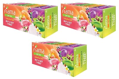 Fiama Gel Bar Celebration Pack With 5 unique Gel Bars & Skin Conditioners For Moisturized Skin, 625g (125g - Pack of 12+