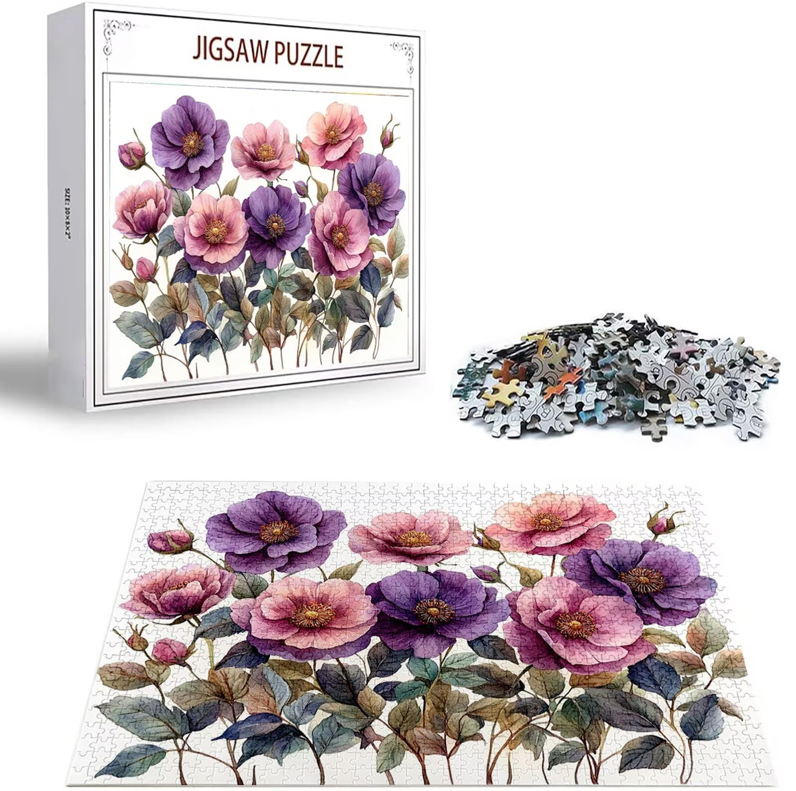 Puzzle 4000 elementów dla dorosłych, fioletowe, 4000 elementów, trudne puzzle, drewniane kwiaty dla dorosłych, z pudełkiem do pakowania, puzzle "zrób to sam" dla całej rodziny, dekoracja ścienna