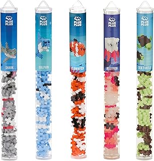 PLUS PLUS - Ocean 5 Piece Playset Bundle, 70 pc Tubes - Construction Building Stem/Steam Toy, Interlocking Mini Puzzle Blocks for Kids