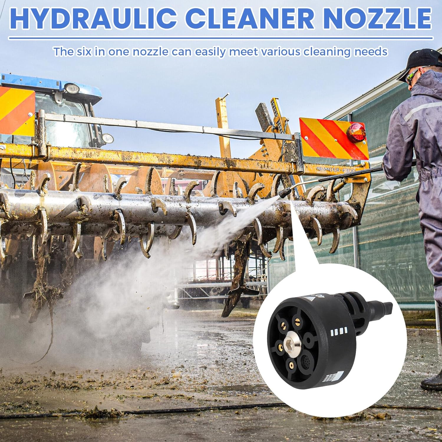 Upgraded 5-in-1 Multi-Functional Nozzle, Power Washer Nozzles for Worx, Pressure Washer Accessories for WG629/WU630, 5 Spray Tips for Patio Driveway Flat Surface Cleaning