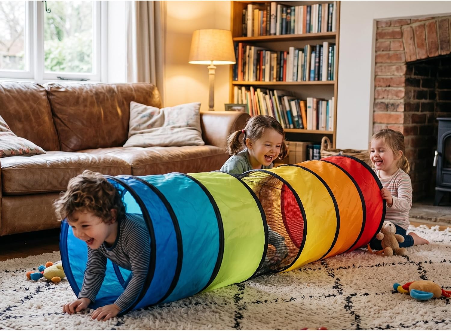 Kids Tunnel Tent for Toddlers & Children – Pop Up Play Tunnel with Crawl Tube & Breathable Mesh Windows for Baby or Pet – Indoor & Outdoor Collapsible Foldable Playhouse Activity Gift for Boy & Girl