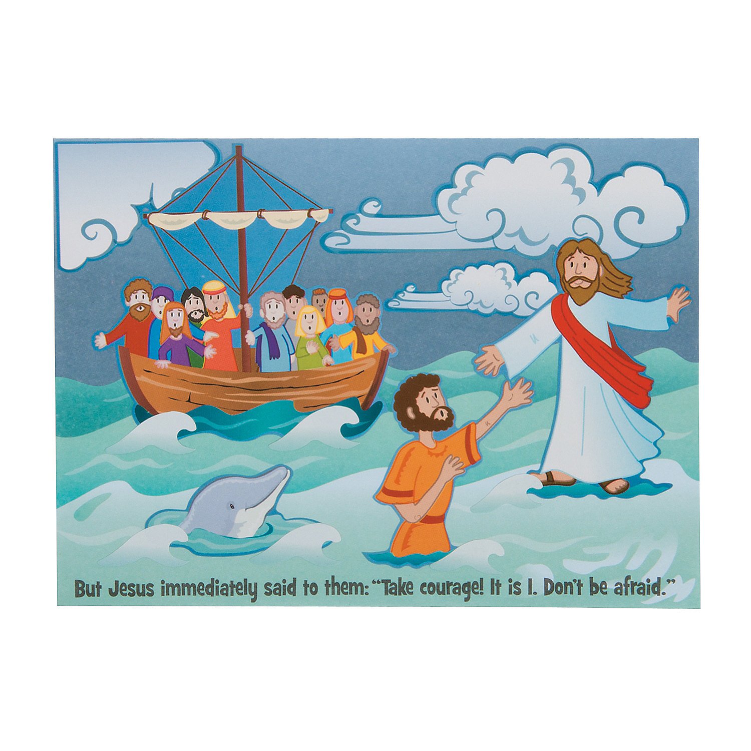 Jesus and Peter Walk on Water Mini Sticker Scenes - Includes 12 Backgrounds and 12 Sticker Sheets - Religious and Sunday School Activities