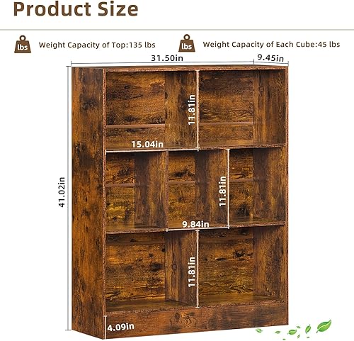 Miniatura 56 de LEYAOYAO Estantería de 10 cubos, estantería ancha moderna de 3 niveles con patas, estantería de madera de mediados de siglo, estuche grande rosa,