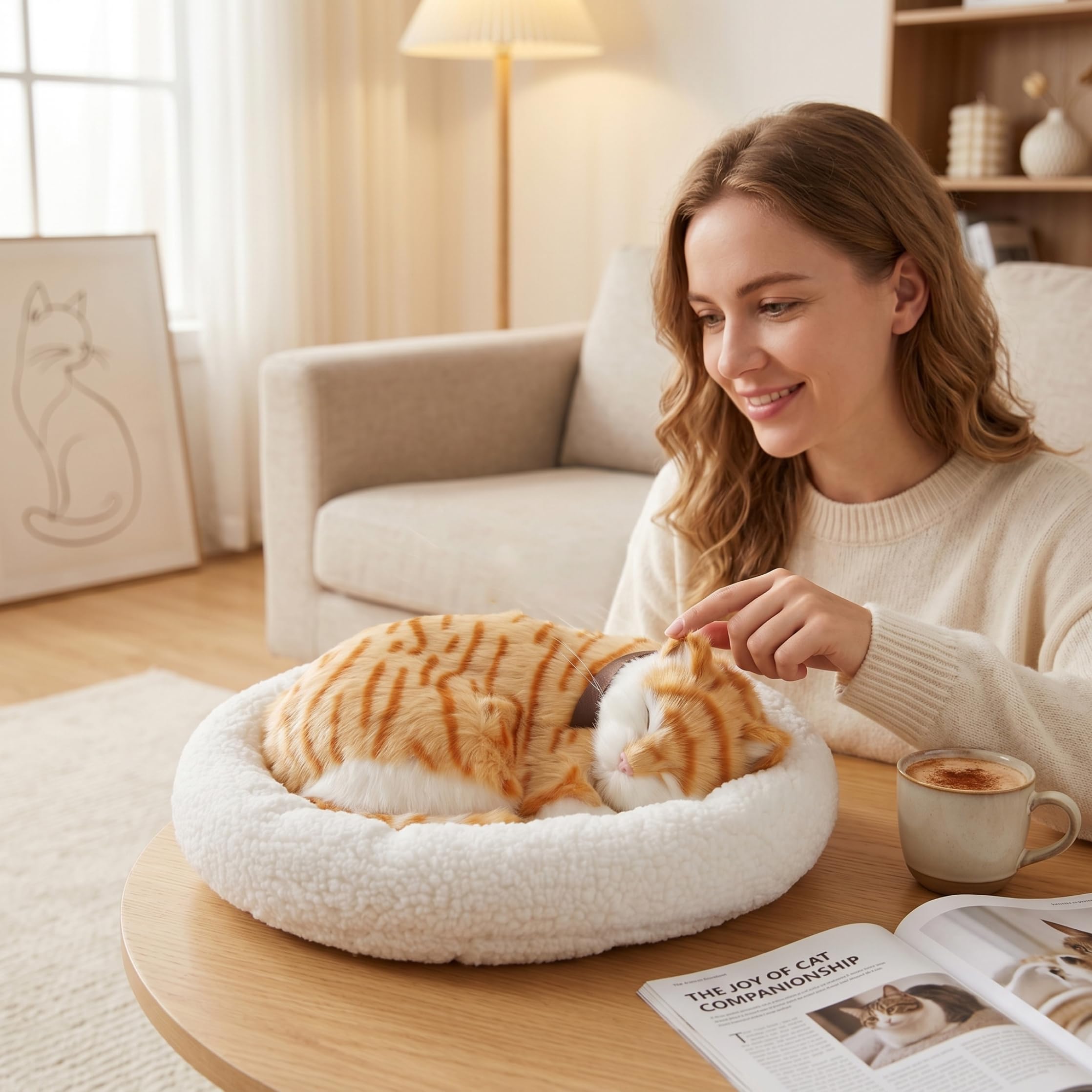 Peluche Gatto Arancione Gatto Realistico Animale Di Peluche Realistico Che Respira E Dal Suono Morbido Per La Decorazione Della Casa E Dell'Auto (12, 6x10, 6 Pollici)