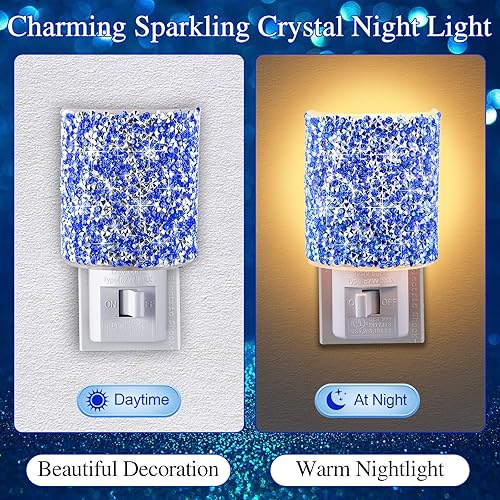 Miniatura 3 de Luz nocturna LED enchufable a la pared, luz nocturna de cristal con interruptor de encendidoapagado manual, luz nocturna blanca cálida con enchufe