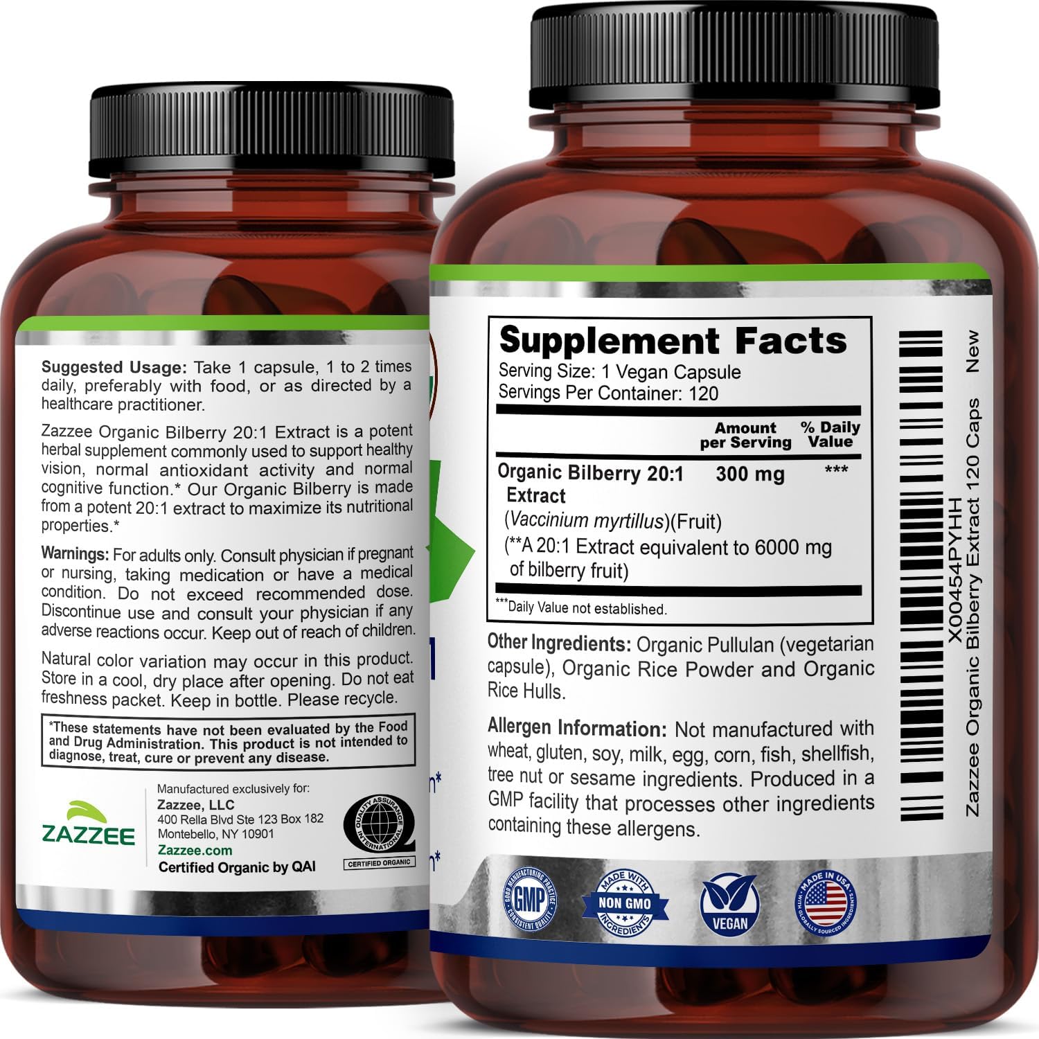 Zazzee USDA Organic Bilberry 20:1 Extract, 6000 mg Strength, 120 Vegan Capsules, 4 Month Supply, Standardized and Concentrated 20X Extract, 100% Vegetarian, All-Natural, Non-GMO, Made in The USA - Image 6