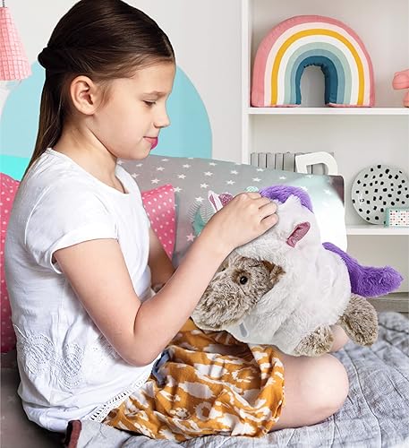 Miniatura 7 de DolliBu Juguete de peluche de unicornio de alce acostado, disfraz de alce súper suave con traje de unicornio de felpa extraíble, bonito regalo de