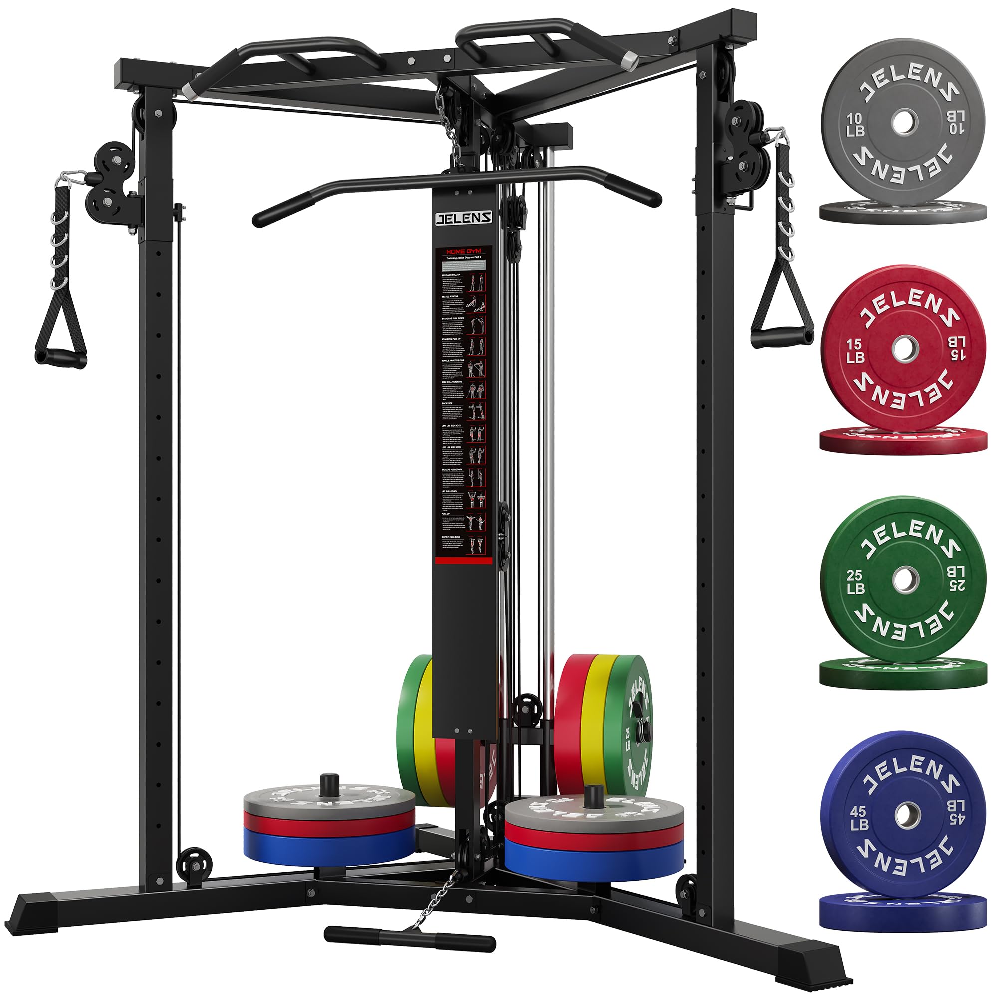 CC01 Cable Crossover Machine with High and Low Pulley System, Functional Trainer with Pull Up Bars and Optional Bundle, Cable Machine for Home Gym Power Workout