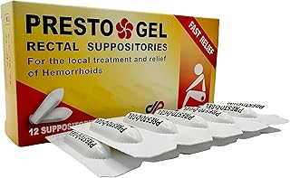 Presto Gel - Natural Hemorrhoid Rectal Suppositories - Rapid Hemorrhoid Treatment and Relief from Itching, Swelling, Burni...