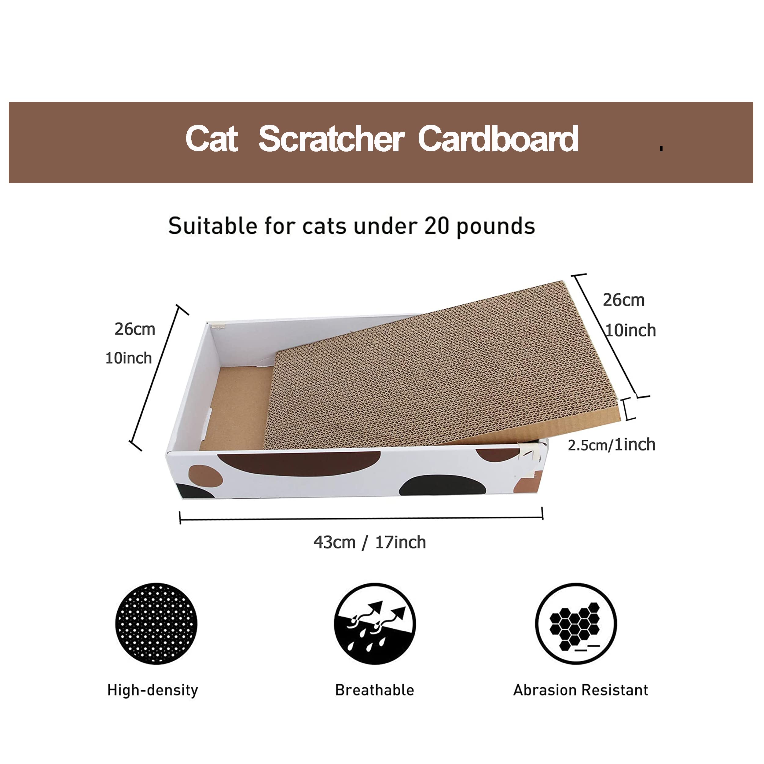3 Packs Cat Scratcher Pad with Cat Box,Durable Cat Scratcher Cardboard Refill,3 in 1 Recyclable Cardboard Cat House Suitable for Cats to Rest,Grind Claws and Play,Reversible Scratch Box 17"x10" 1
