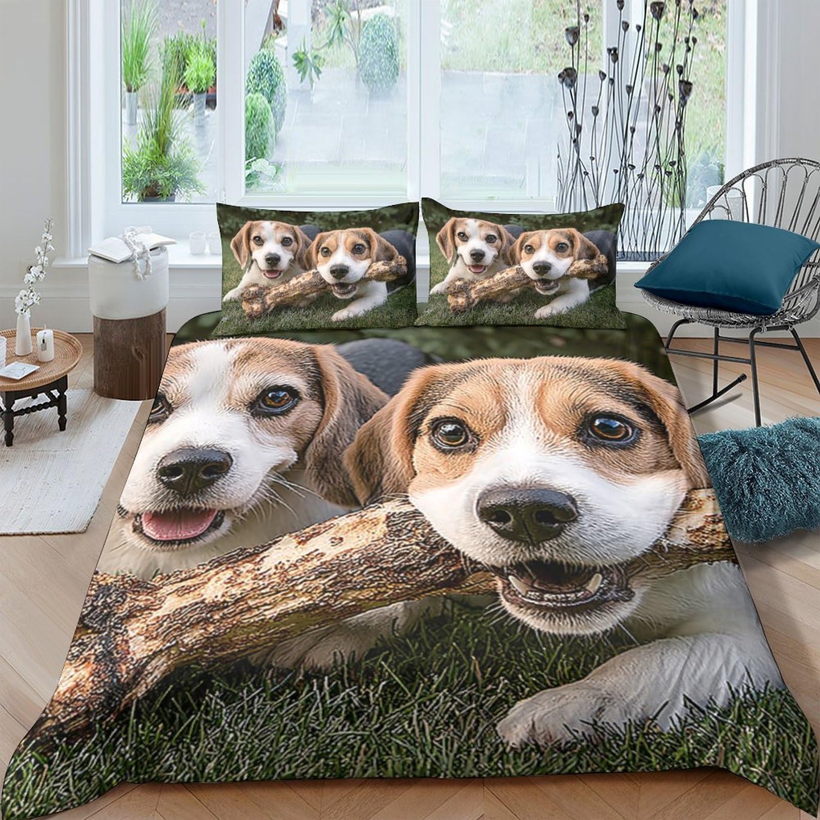 Ctjqhvkz Style-7 3D Printed Beagle Dog Fitted Sheet Microfiber Animal Art Bed Cover For Bedroom Guest Room Mattress Protection Decor Single（135X200cm）