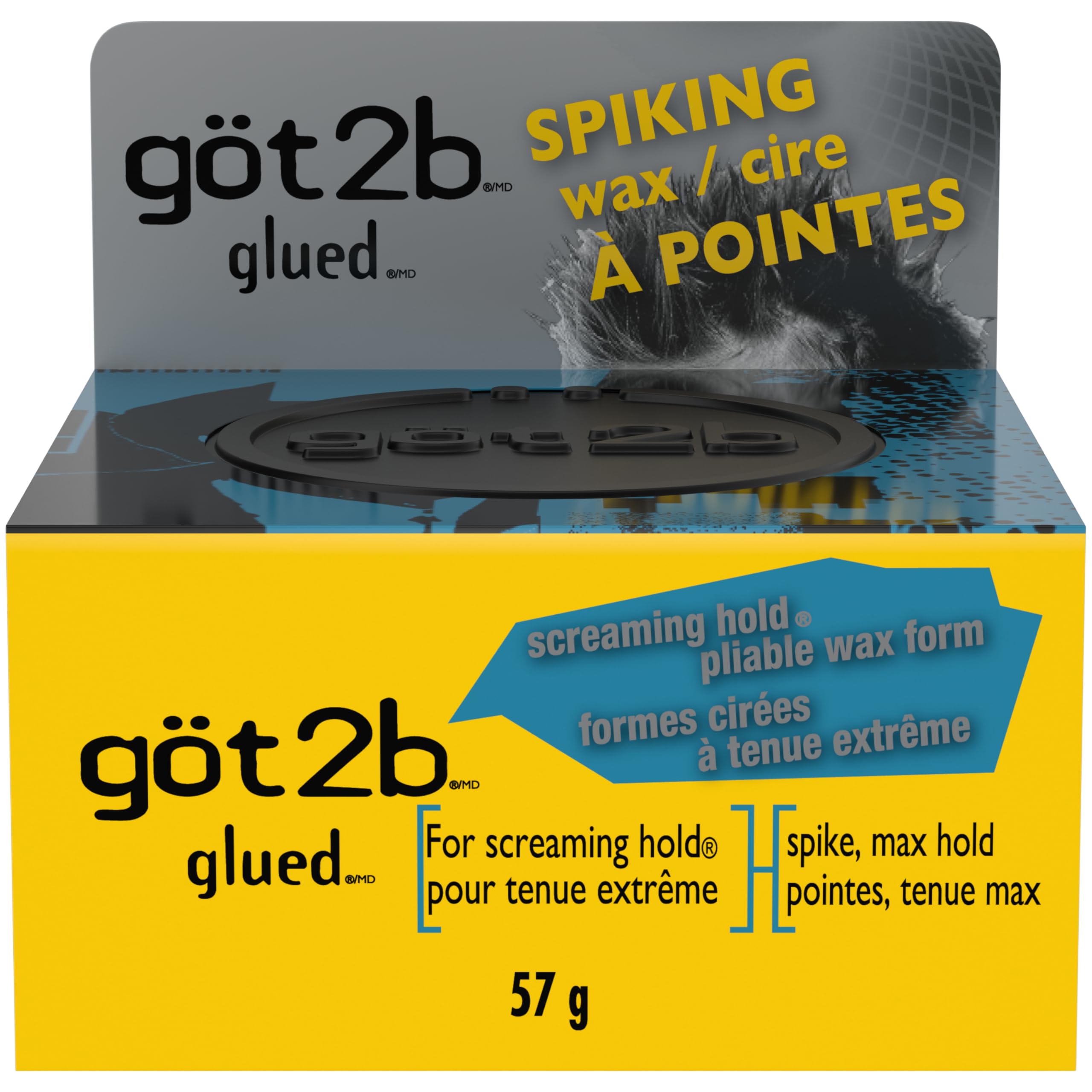 Got2b Glued Spiking Wax, 57g, Screaming High Hold, For Short to Medium Length Hair, Add Shine