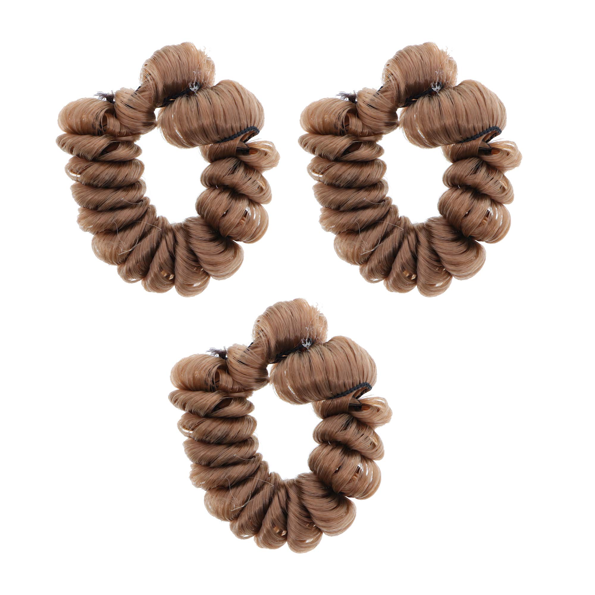 Set of 3 Synthetic Curly Hair Scrunchies - Light Brown