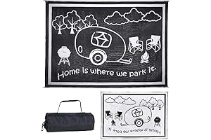 Reversible Camping RV Mat by Ming's Mark - 8' x 11', Black/White