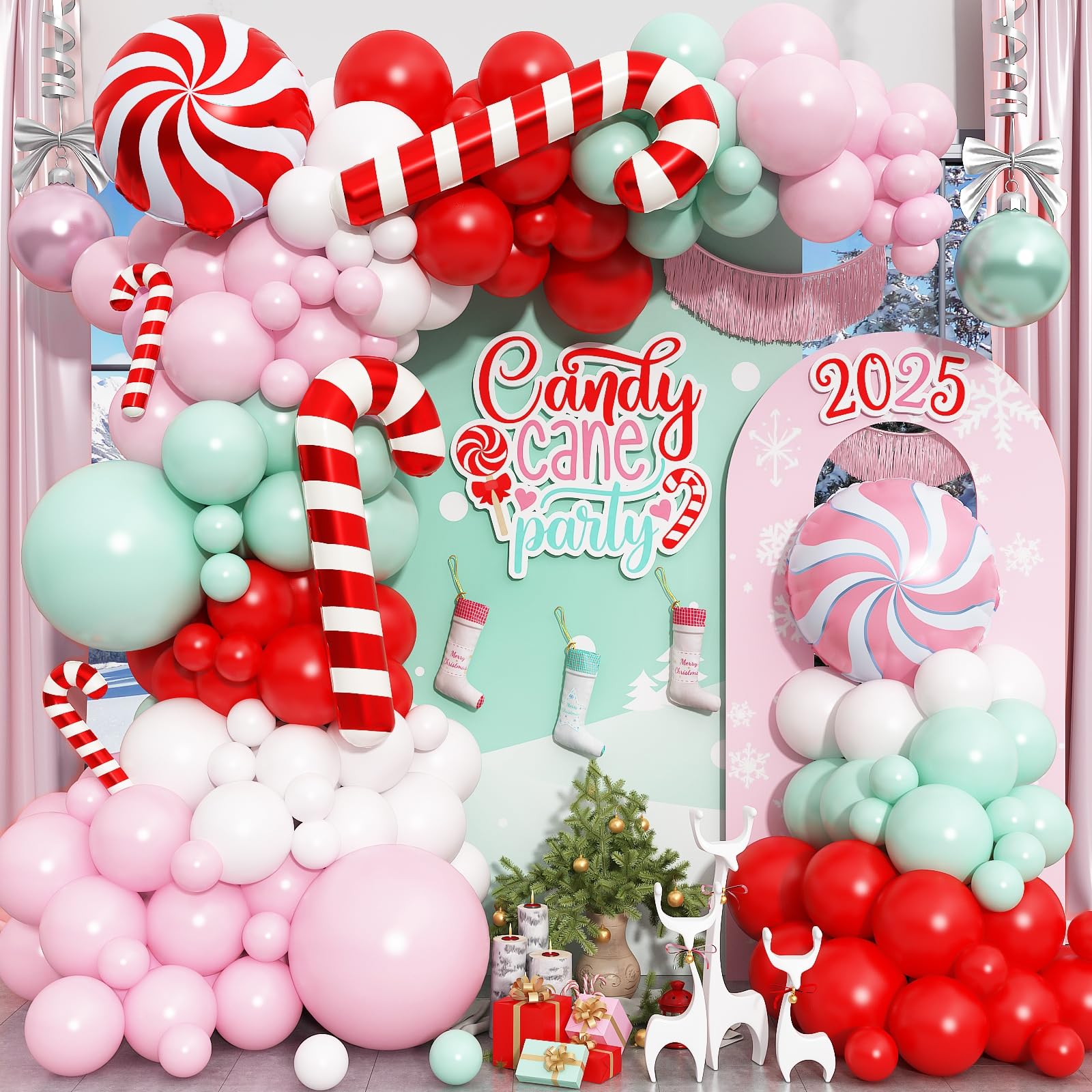 134Pcs Pastel Merry Christmas Balloon Arch Garland Kit