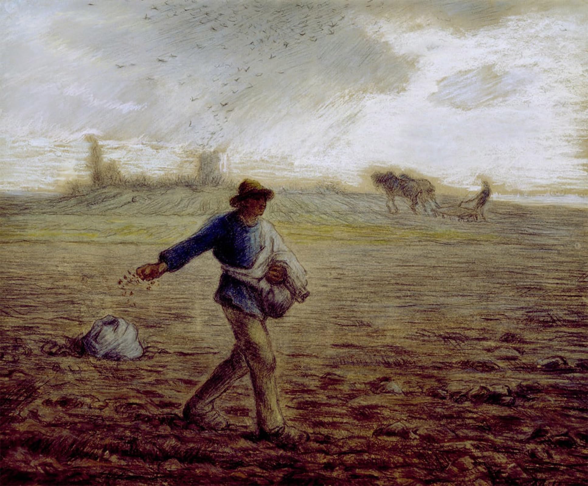 Serendipitp No Frame Abstract Painting Mural Print Picture Wall Decor Painting The Sower By Jean Francois Millets Vintage Wall Artwork For Home Decor 60X90cm