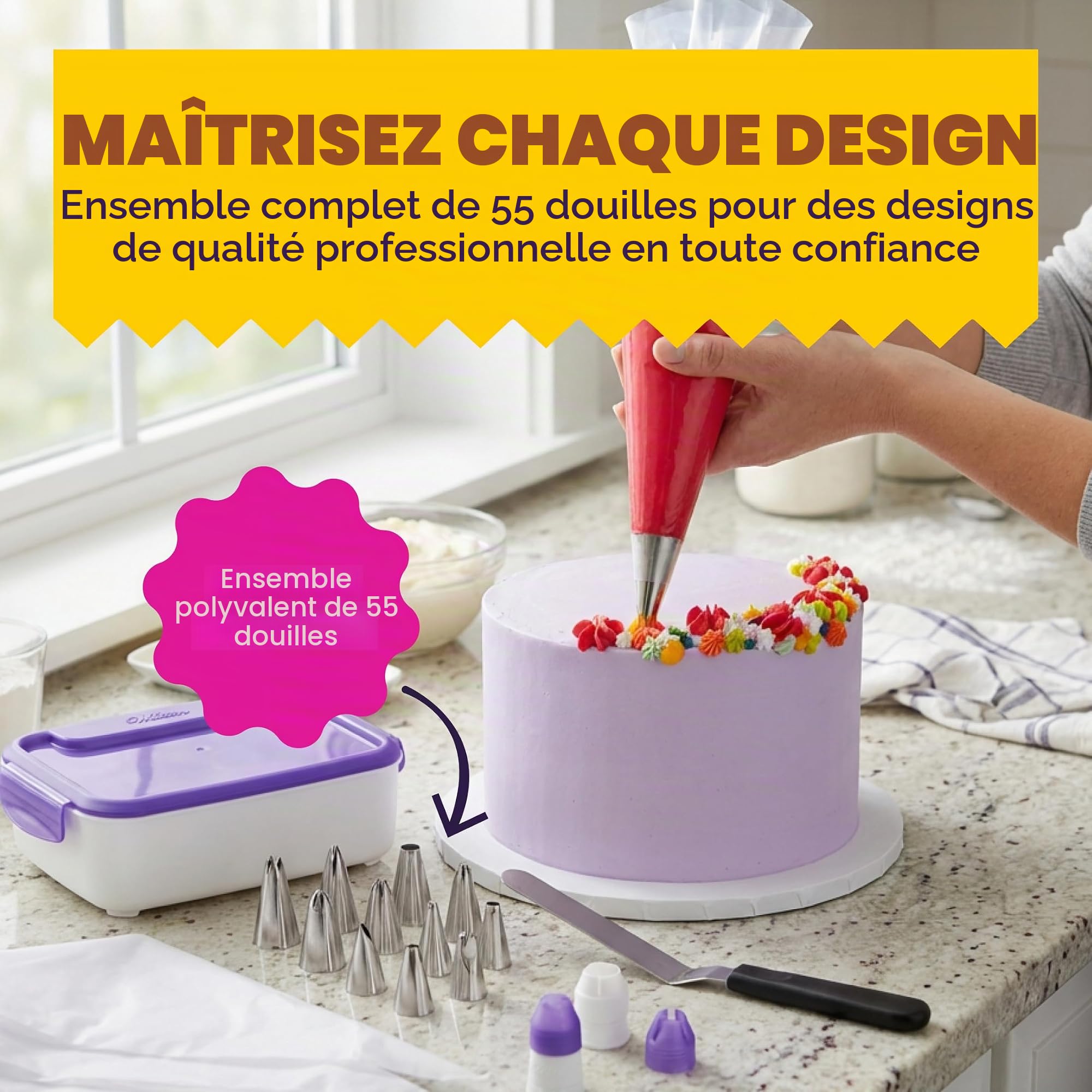 Wilton Douilles à Pâtisserie Coffret Complet Set/55, Douilles Professionnelle Métallique Buse de Glaçage Réutilisable pour la Décoration de Gateaux, Muffins et de Cupcakes