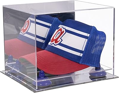 Better Display Cases Versatile Acrylic Display Case - Small Rectangle Box with Mirror Case , Dark Blue Risers and Mirror Base (V21/A006)