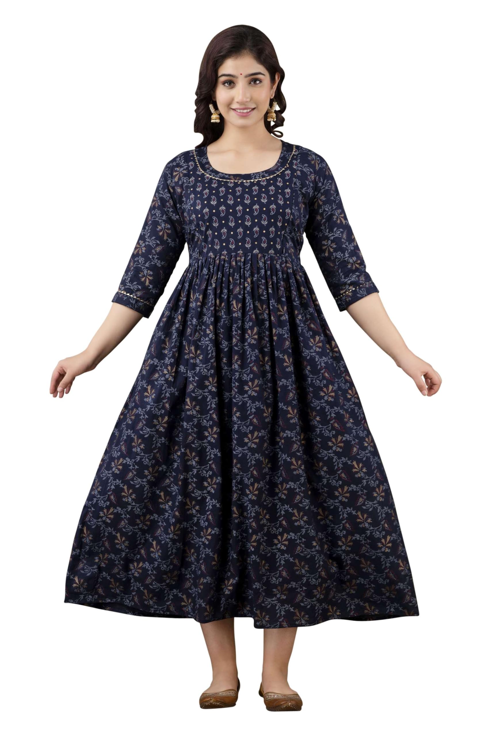 murli kurti Women's Rayon Floral Printed Anarkali Maternity Feeding Kurti-picture-24