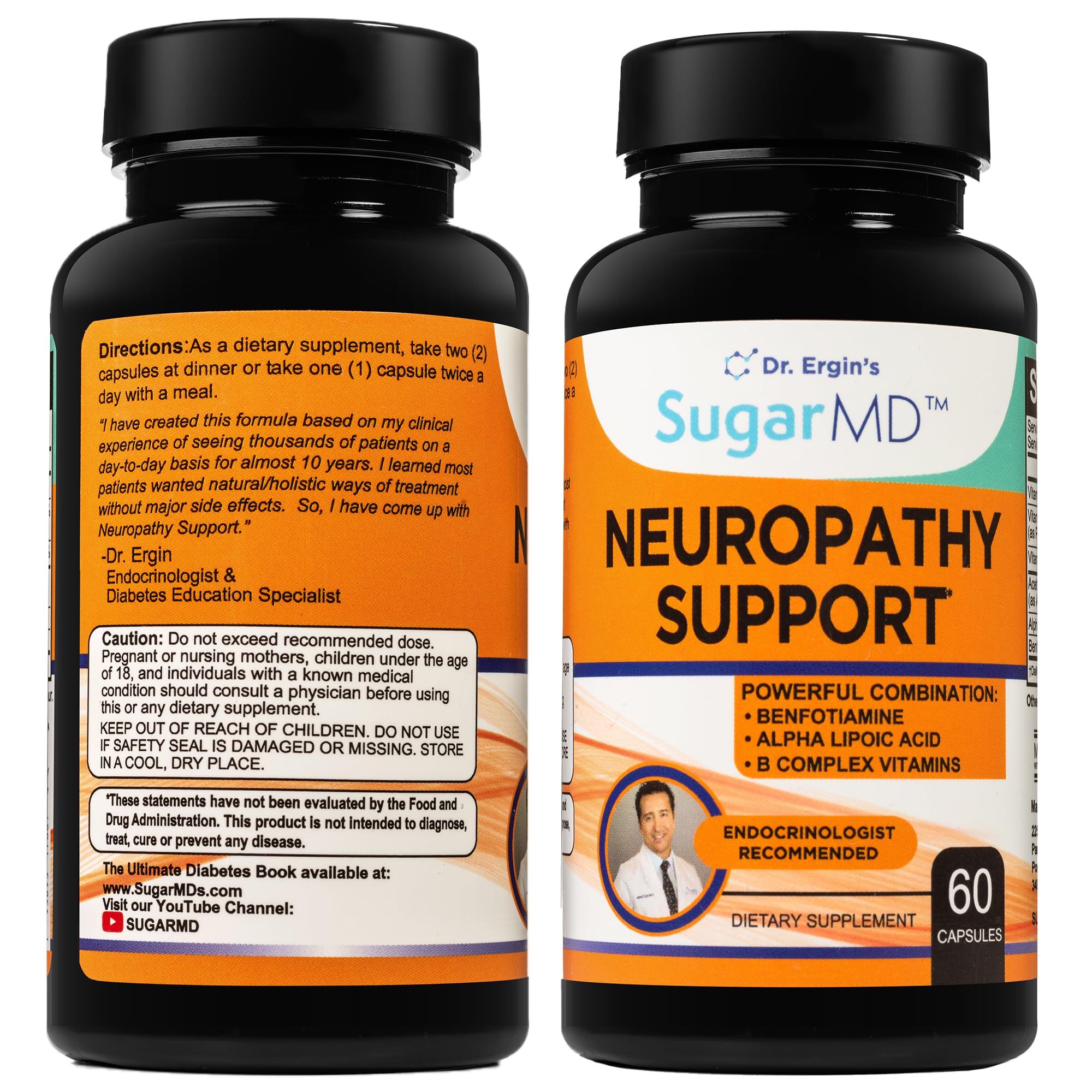 SugarMD Neuropathy Support Supplement – 60 Nerve Supplement Capsules with Alpha Lipoic Acid, Benfotiamine & Vitamin D3 B6 B12 - Nerve Support Supplement for Feet, Hands, Fingers & Legs - 30 Day Supply