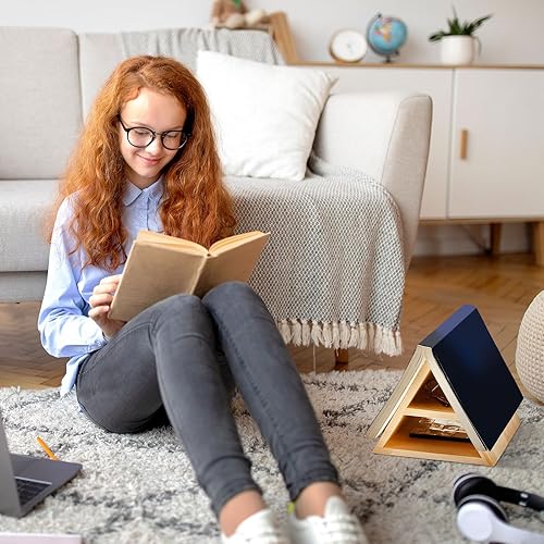 Miniatura 5 de Menkxi Soporte triangular de madera para libros, de 7 x 7 x 6 pulgadas, estante funcional para dormitorio, oficina, biblioteca, centro de mesa,