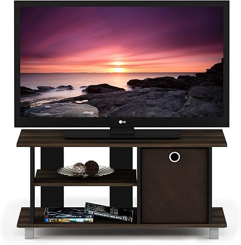 Miniatura 3 de Furinno - Mueble para televisor simple con cajón de almacenamiento, color nogal de Columbiamarrón oscuro