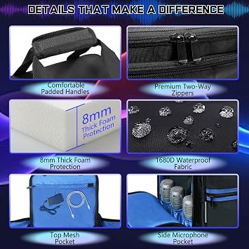 ORKELS Rolling Speaker Backpack Carrying Case for Bose S1 Pro/S1 Pro& Party Box Encore, Portable Bluetooth Speaker Travel Bag with Microphone & Accessory Pockets, Durable Padded DJ Speaker Case