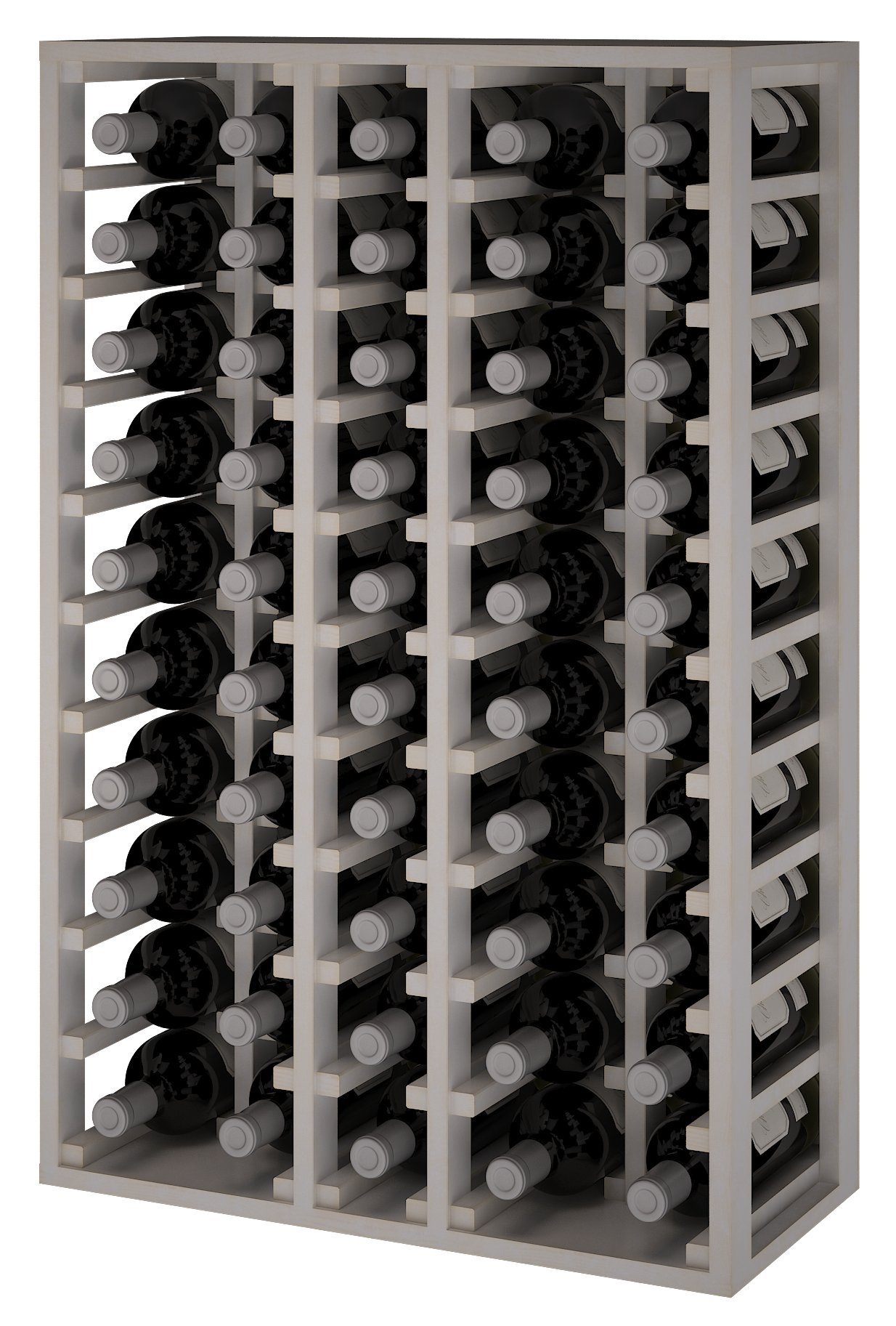 Botellero Vino Madera Pino 50 Botellas - Blanco | Mueble Botellero de Pino Tipo Wine Rack, Estantería Vino Garrafeira. Color Blanco