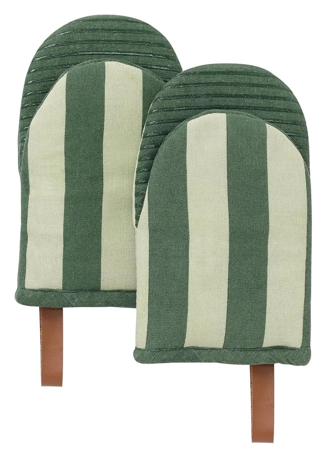 Genérico 2 Guantes de Horno, algodón con Forro de Silicona, Verde Matcha