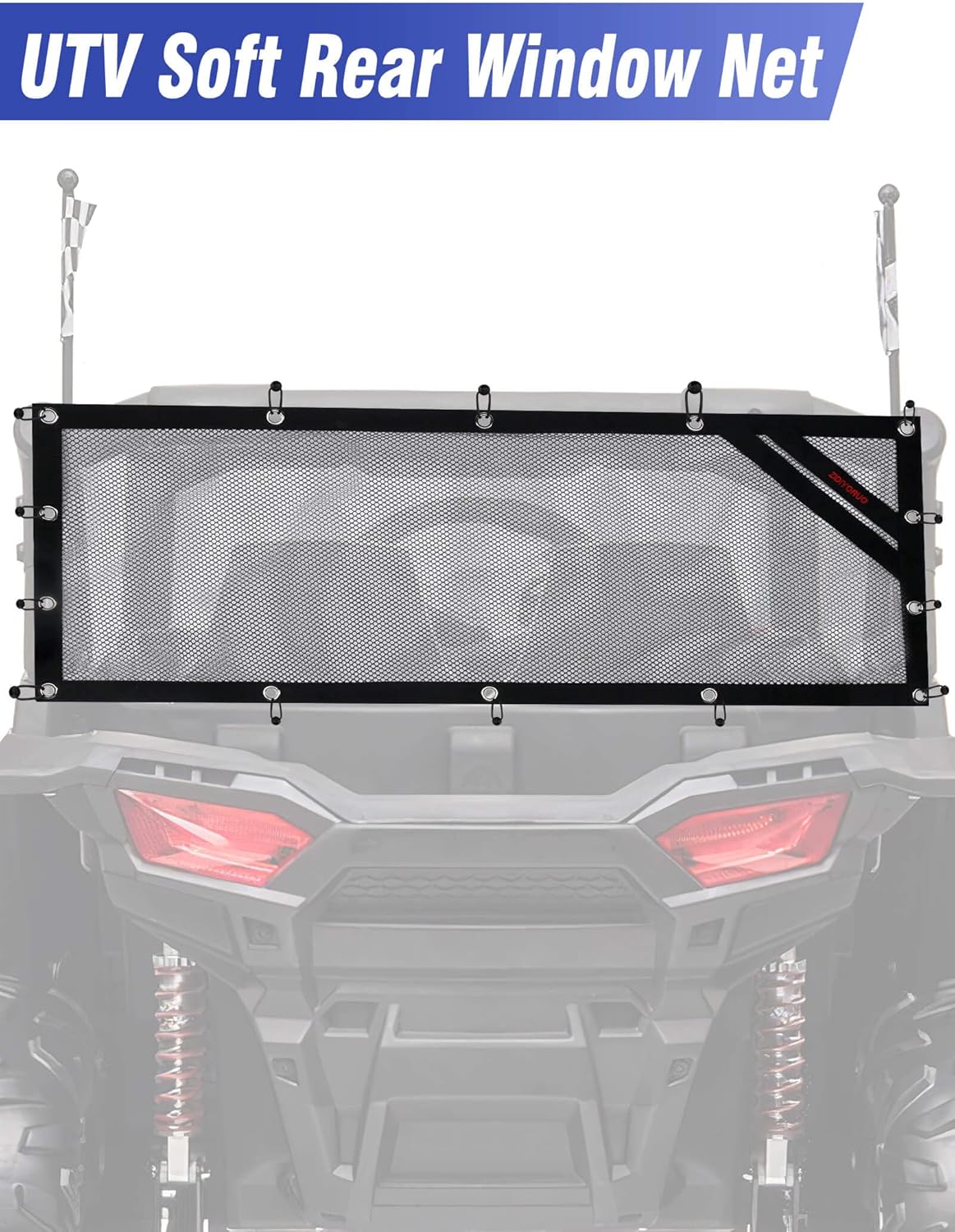 ZIDIYORUO UTV Rear Window Cover | Dust Proof, Block Mud, Debris & Breathable Mesh Net for RZR 570 800 900 1000 XP Turbo (2 Seater 2015-2022) XP 1000 (2014-2021) | UV50+ Protection