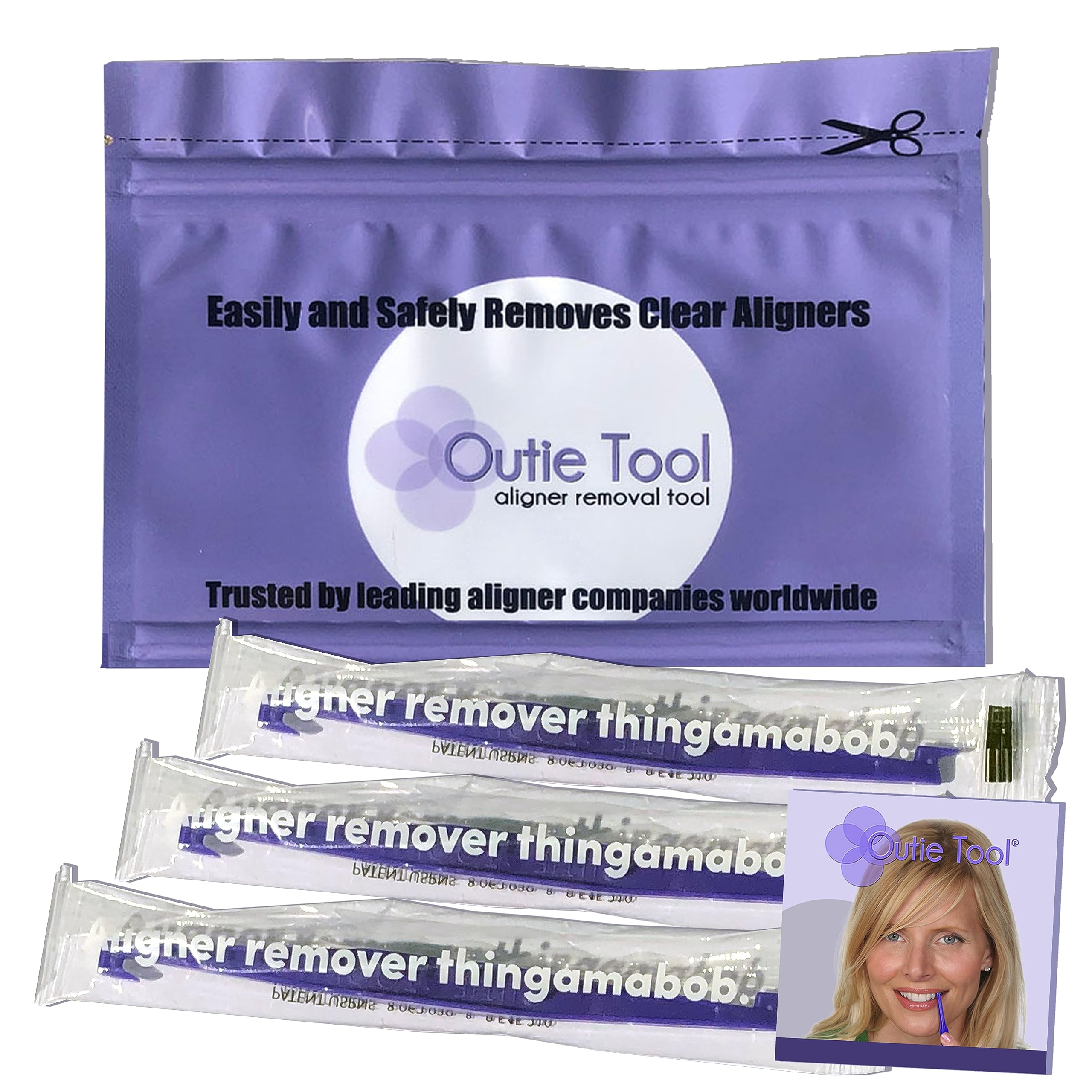 2 in 1 Outie Tool Aligner Remover for Invisible Braces | Easily and Safely Removes Top & Bottom Trays | 3 Count (Midnight)