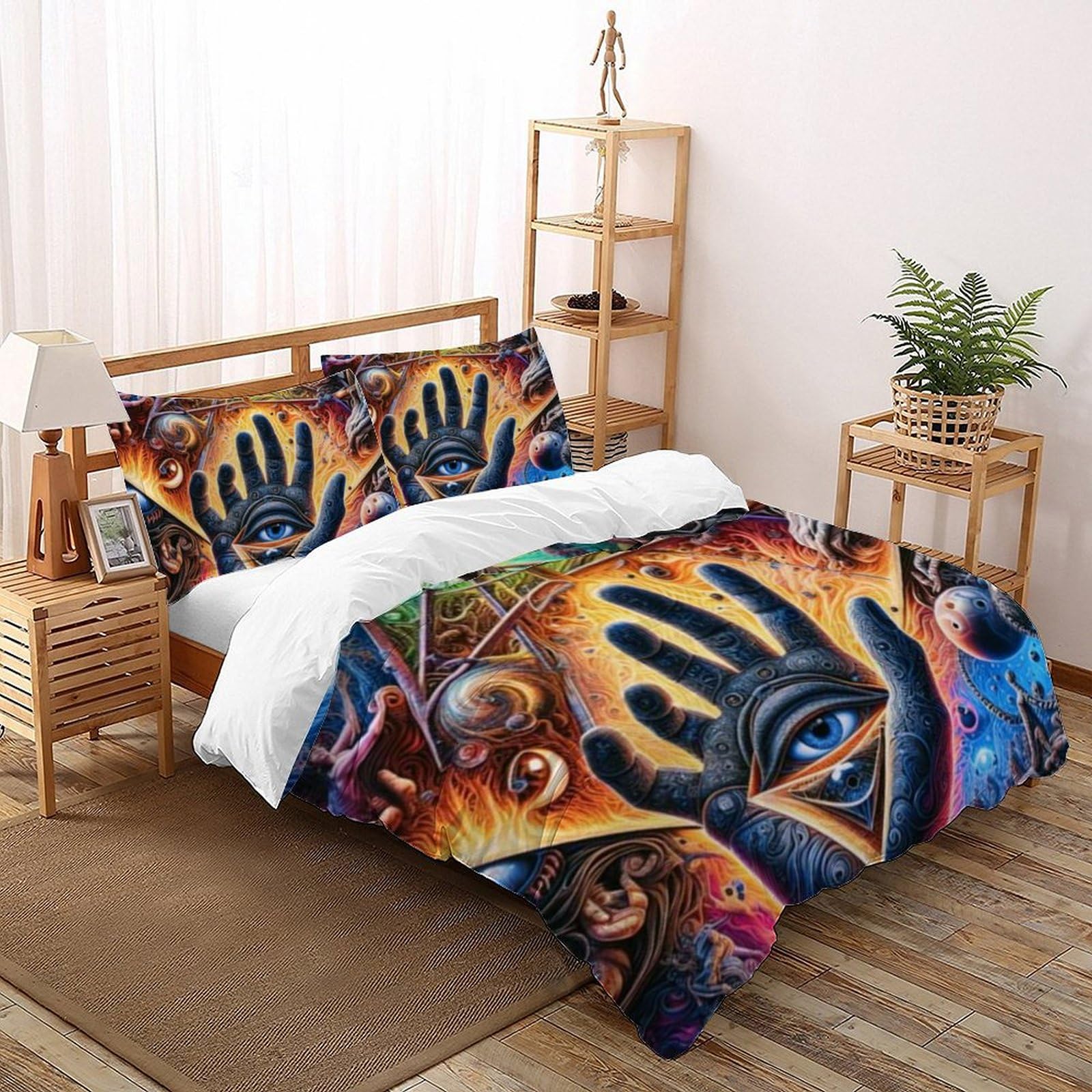 Housse de couette microfibre Les Yeux Bedding lit King fermeture éclair