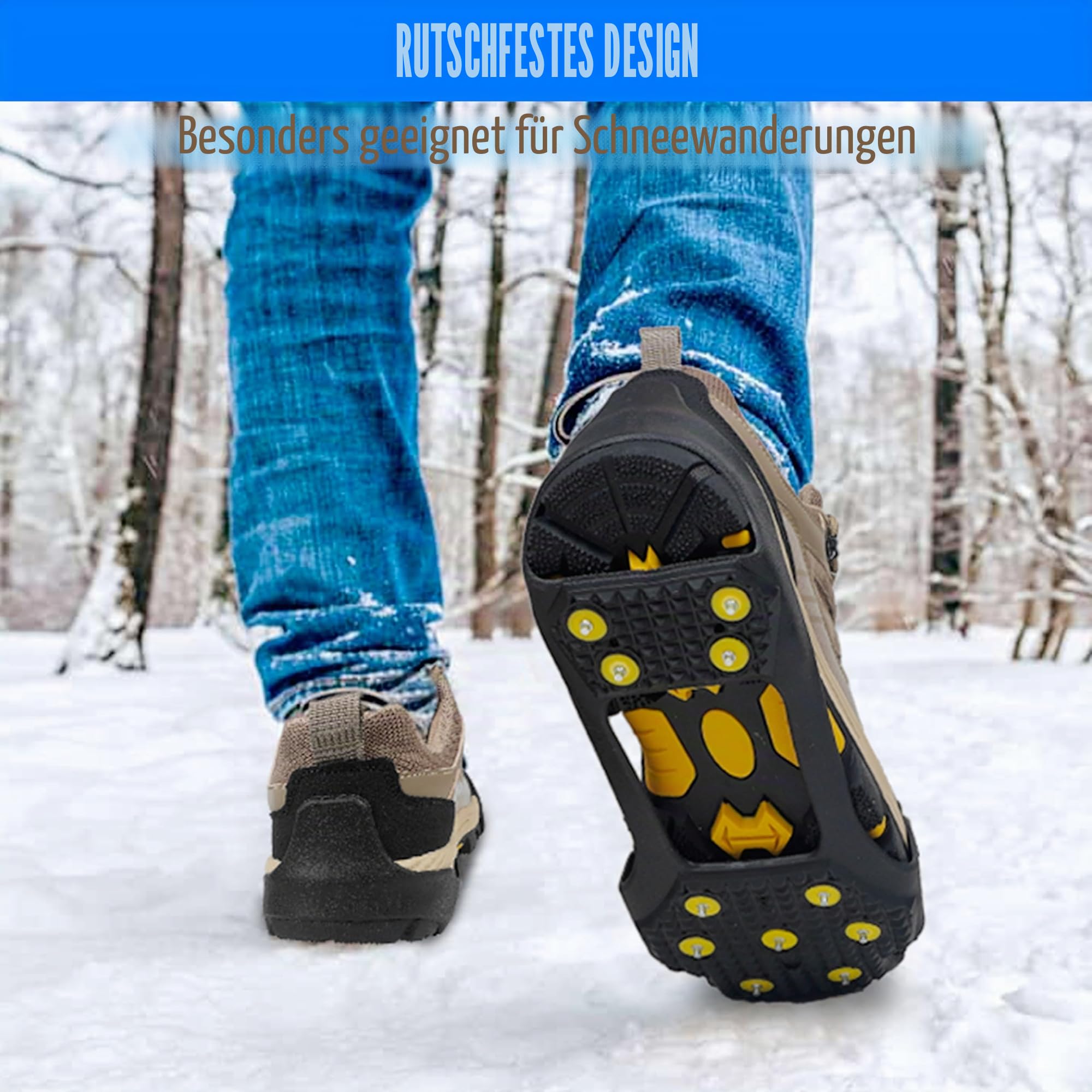 SHADDOCK Ice Snow Grips Traction Cleats 11 Studs Ice Snow Crampons for Shoes and Boots Anti Slip Overshoe Winter Outdoor ​Ski Hiking Climbing Fishing Walking