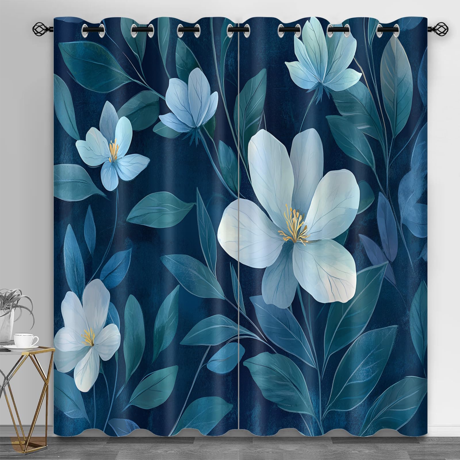 Rideau occultant thermique 117 x 214 cm avec motif botanique pour banquet et salle de théâtre