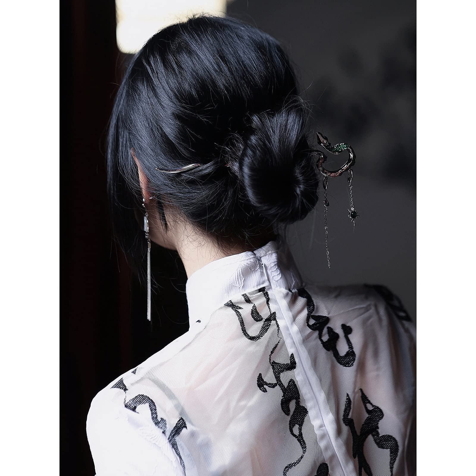 Bastoncino per Capelli Cinese Forcina da corte con orecchini staccabili Decorazione forcine for capelli per Donne