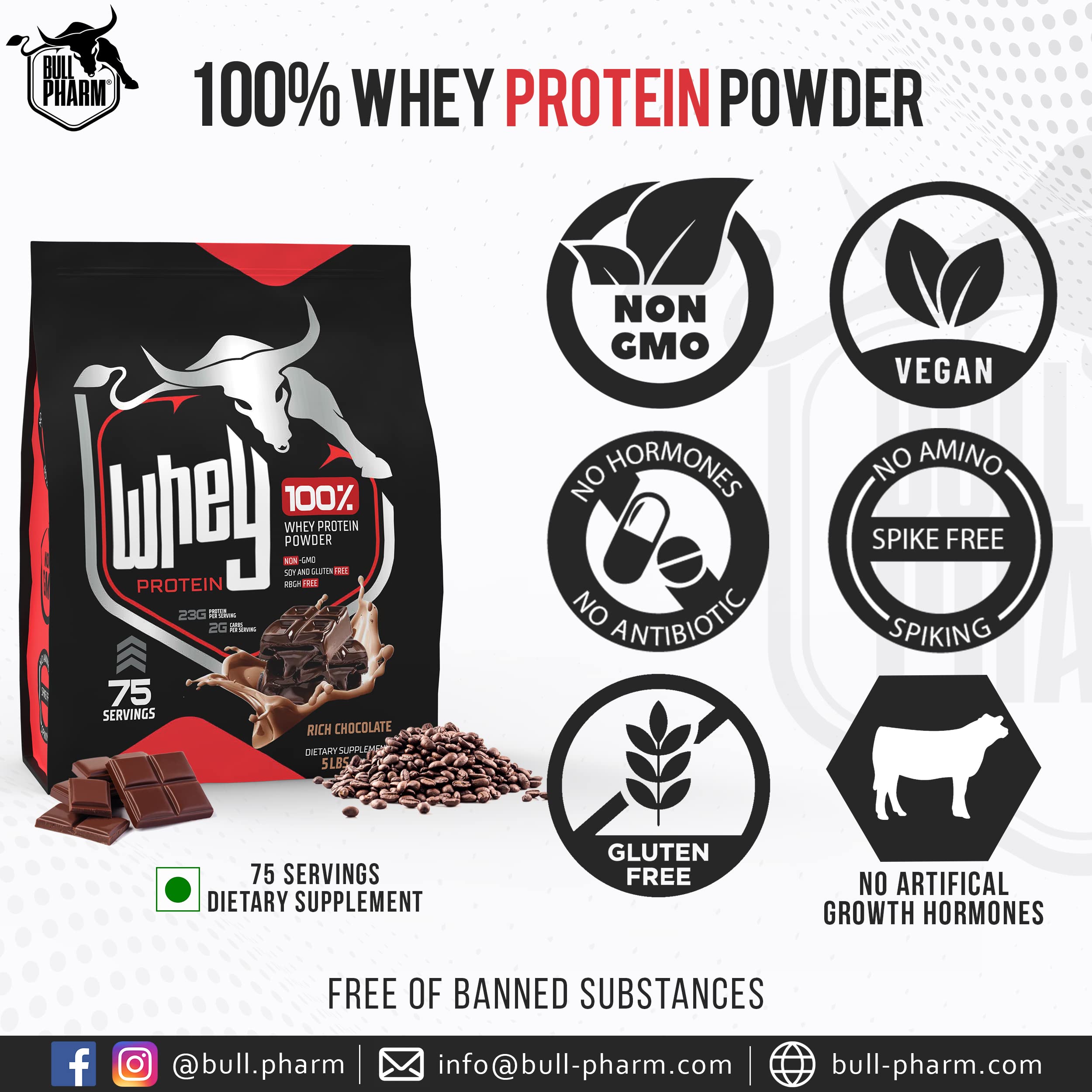 100% Whey Protein Powder | Fast Absorption for Lean Muscle & Quick Recovery | Natural BCAA & EAA | Non-GMO, Soy & Gluten Free | RBGH Free | FSSAI Approved (Rich Chocolate, 5 Lbs) — Amazon image 7