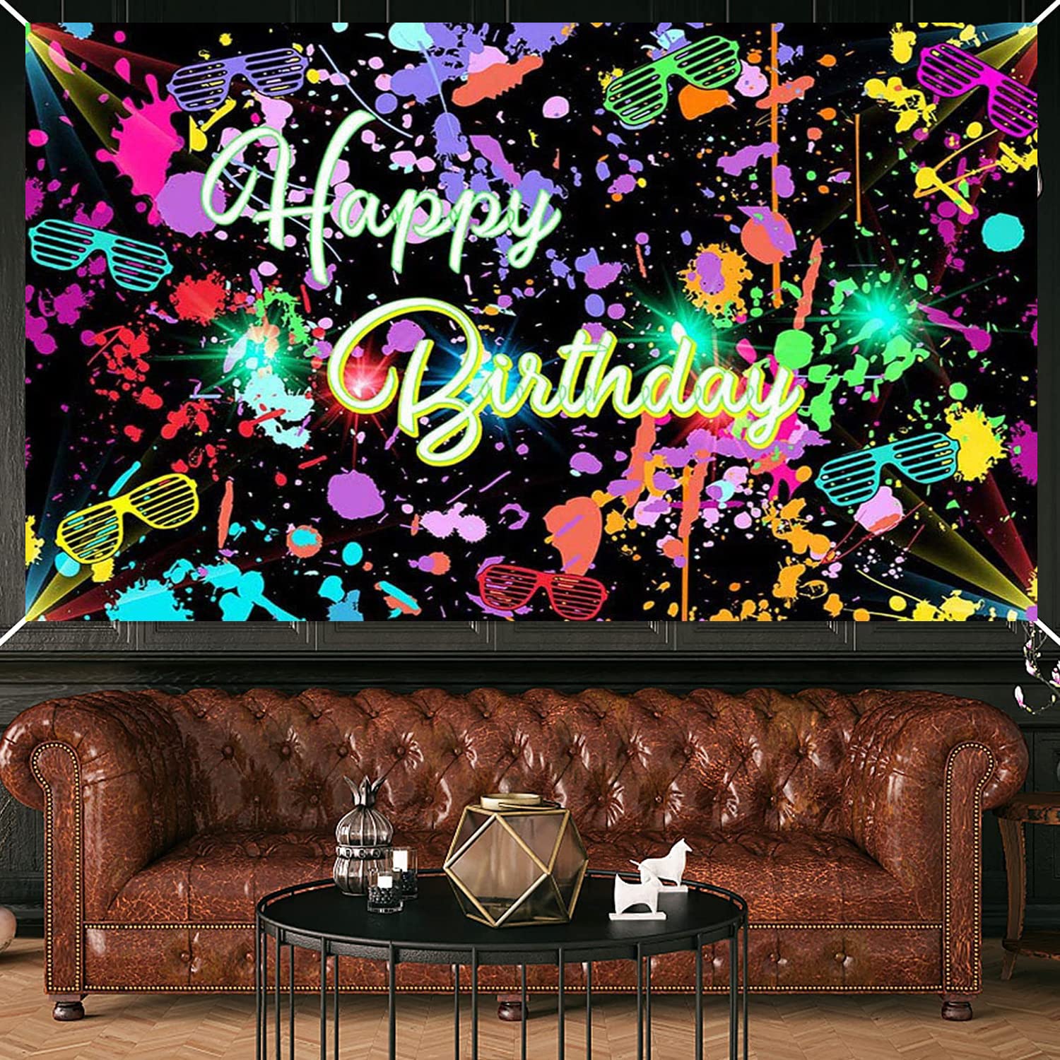 LASKYER Happy Birthday Music Note Backdrop Banner – Large Party Decor For Walls, Photos & Celebrations