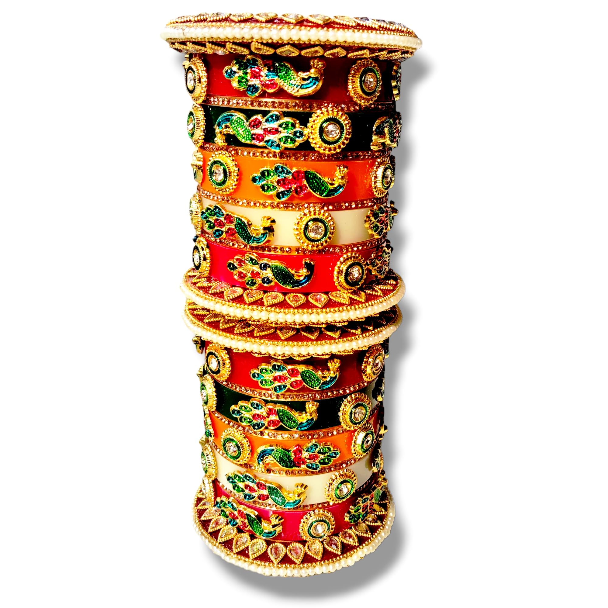 Rajwadi Rajasthani Multicolour Mayur Peacock Design Bangles Chude Set for Women (2.8) (B0CNPJ5DKK) Amazon Price History, Amazon Price Tracker