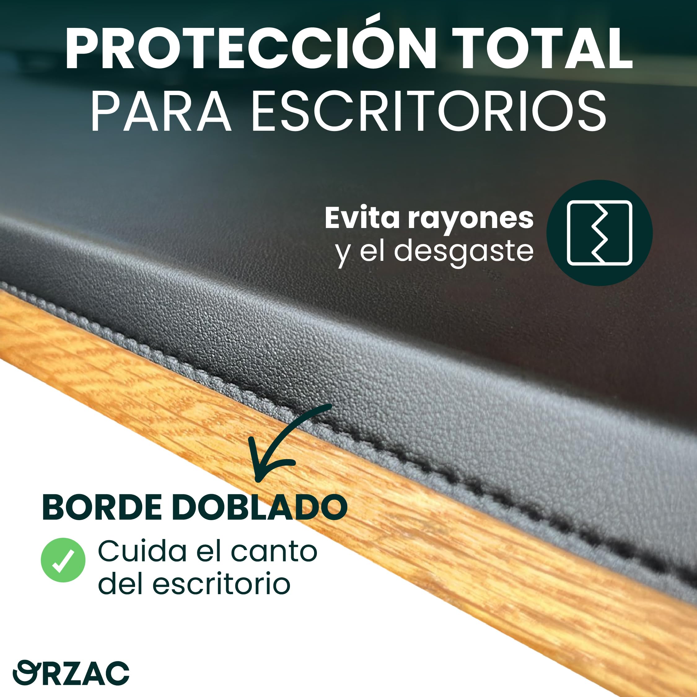 Protector de Escritorio 80x40 cm con Borde 90° – Imitación Cuero Impermeable, Antideslizante y Elegante | Tapete Escritorio Oficina sin Arrugas, Envío en Caja Plana