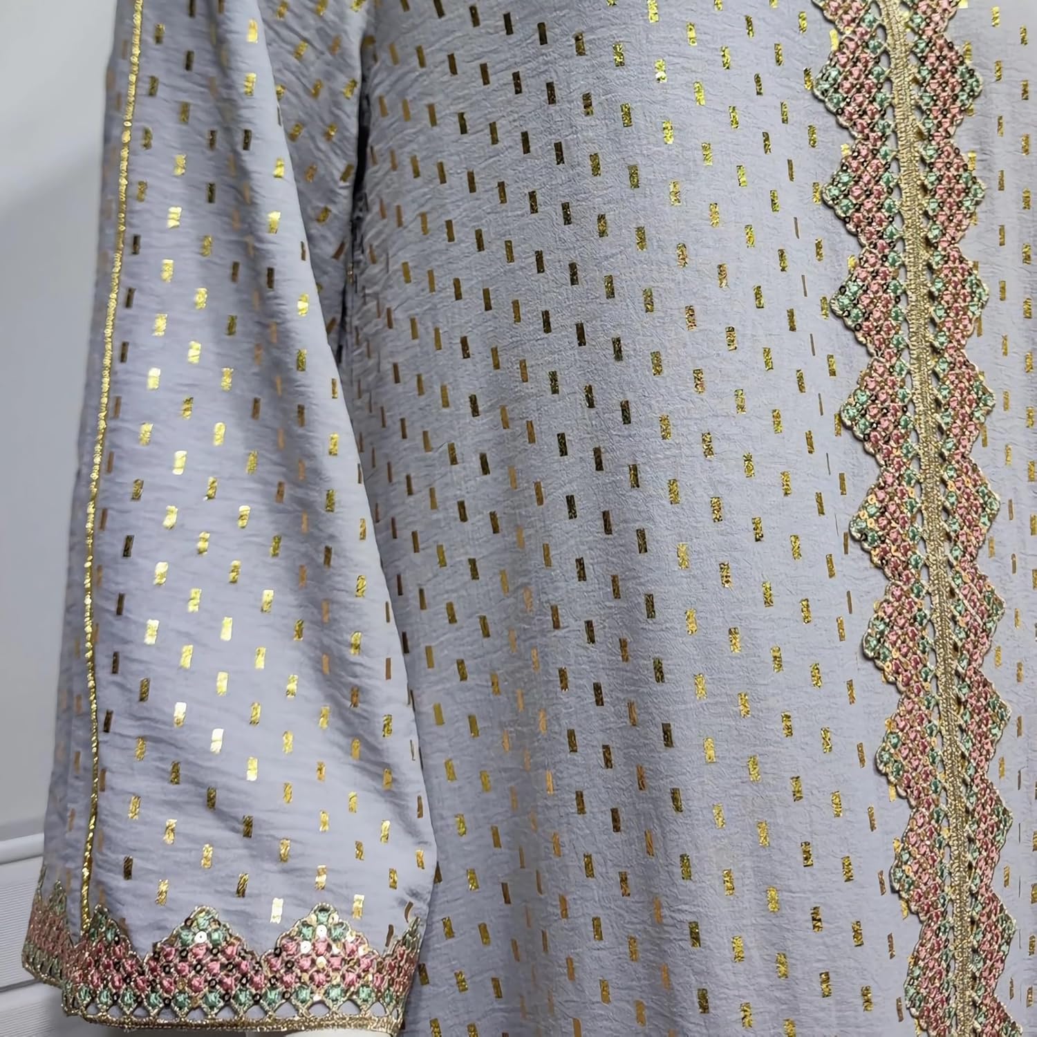 FPOVFPO Women's Muslim Abaya One-Piece V Neck Bronzing Dress Islamic Full Length Kaftan Daily Casual - Image 4