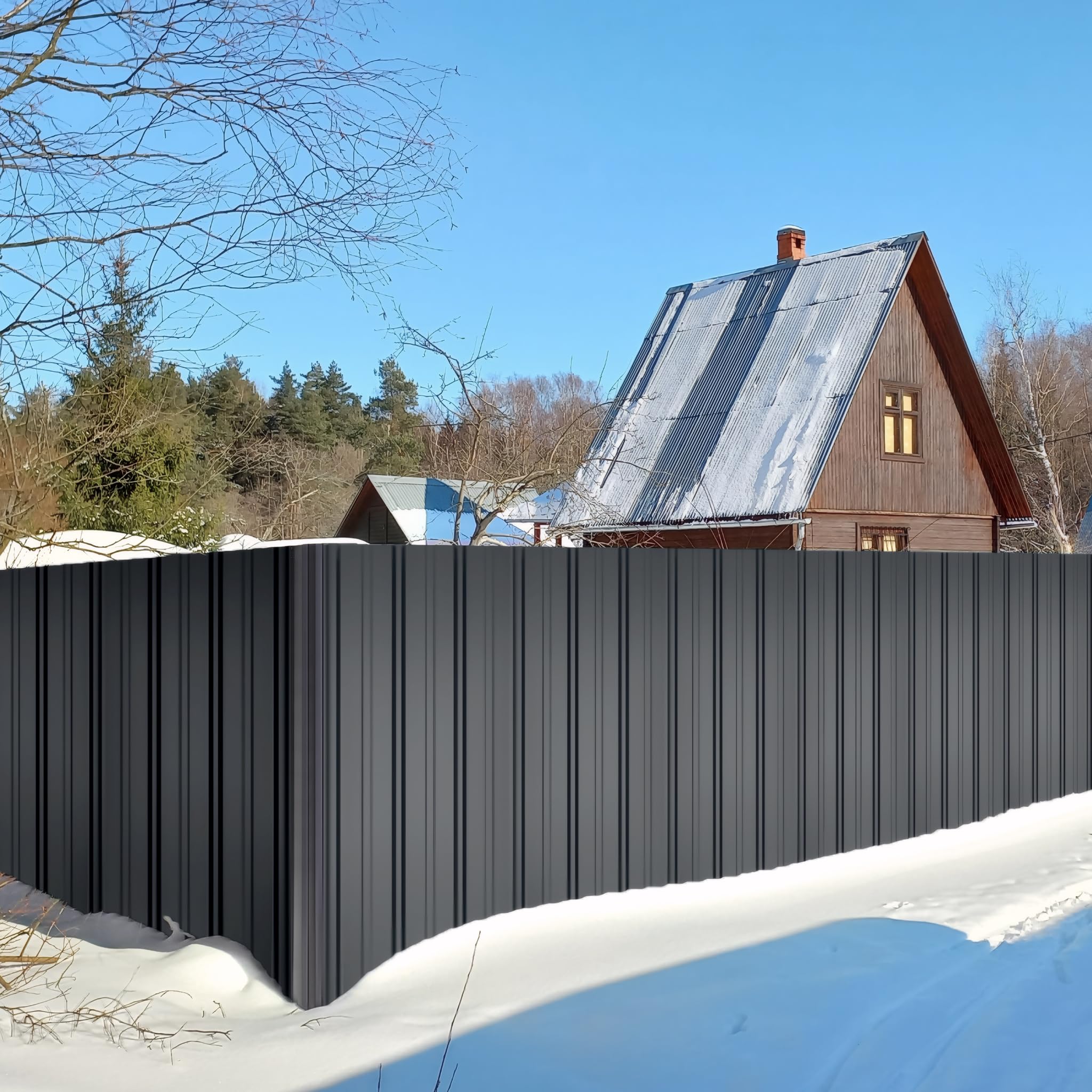 Mondeer Trapezbleche Dachblech Metall Dachplatten Verzinkter Stahl 0.25mm 105cm x 56cm 8 m² Dunkelgrau